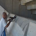 Close up of some of the netting that we installed to pigeon and swallow proof the back side of the Arizona college statium.